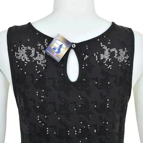 NWT Thirty Three Black Sequins Mini Dress Sleeveless Bodycon Size Large - Picture 5 of 10